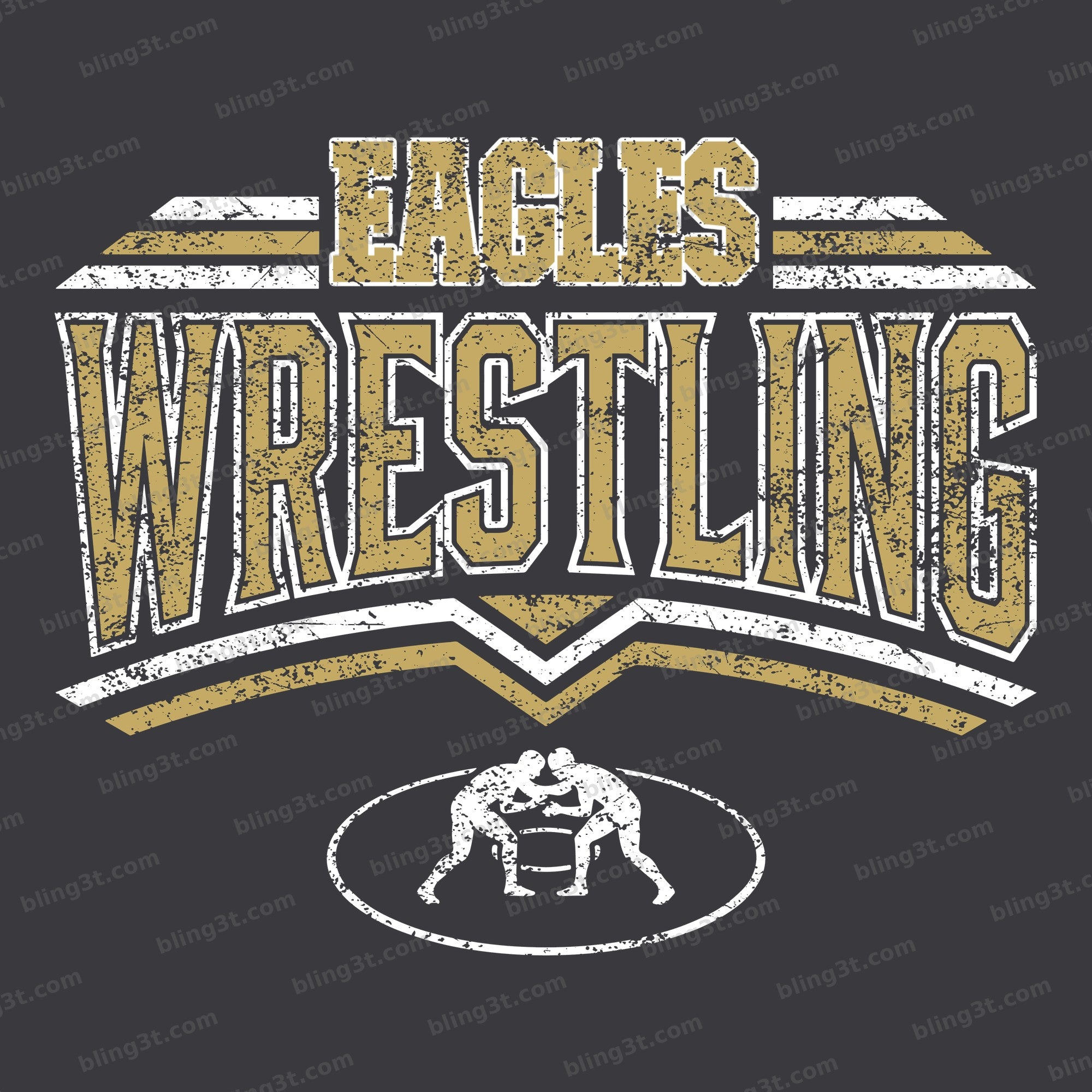 Personalized Distressed Wrestling Team Name Chevron Bars