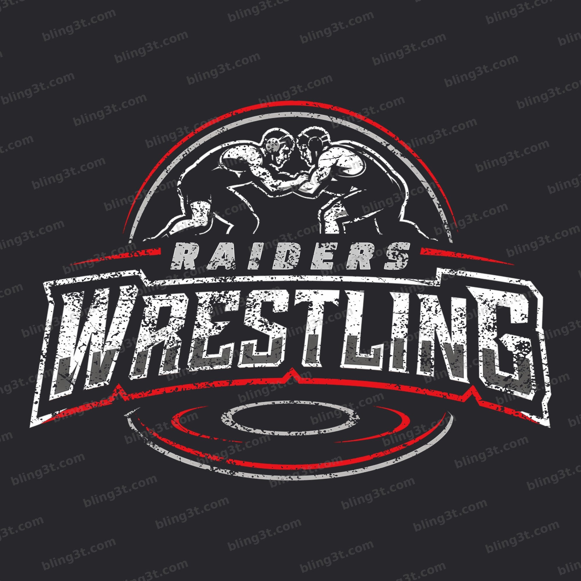 Personalized Distressed School Wrestling Logo Team Name