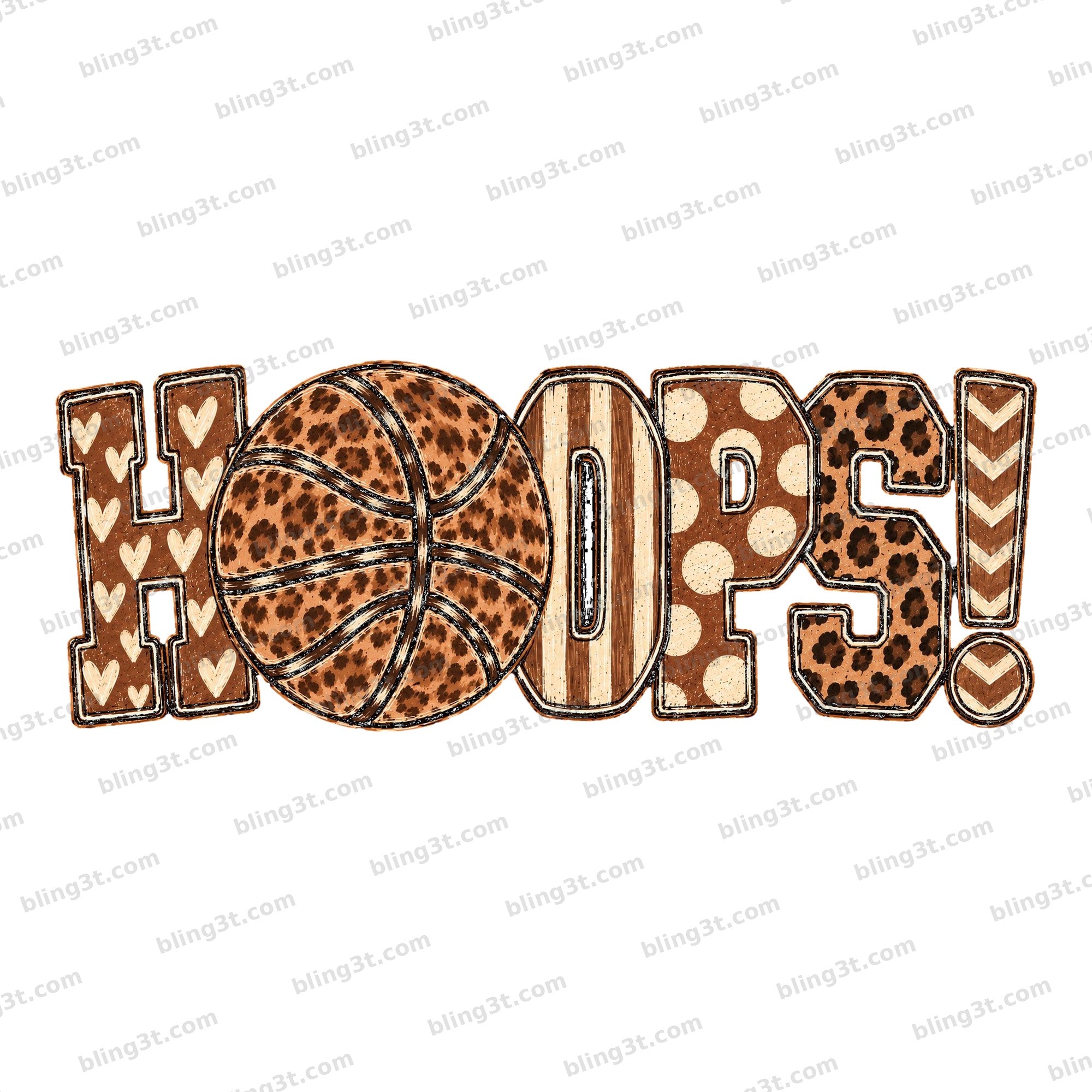 Hoops Leopard Patterned Letters Basketball