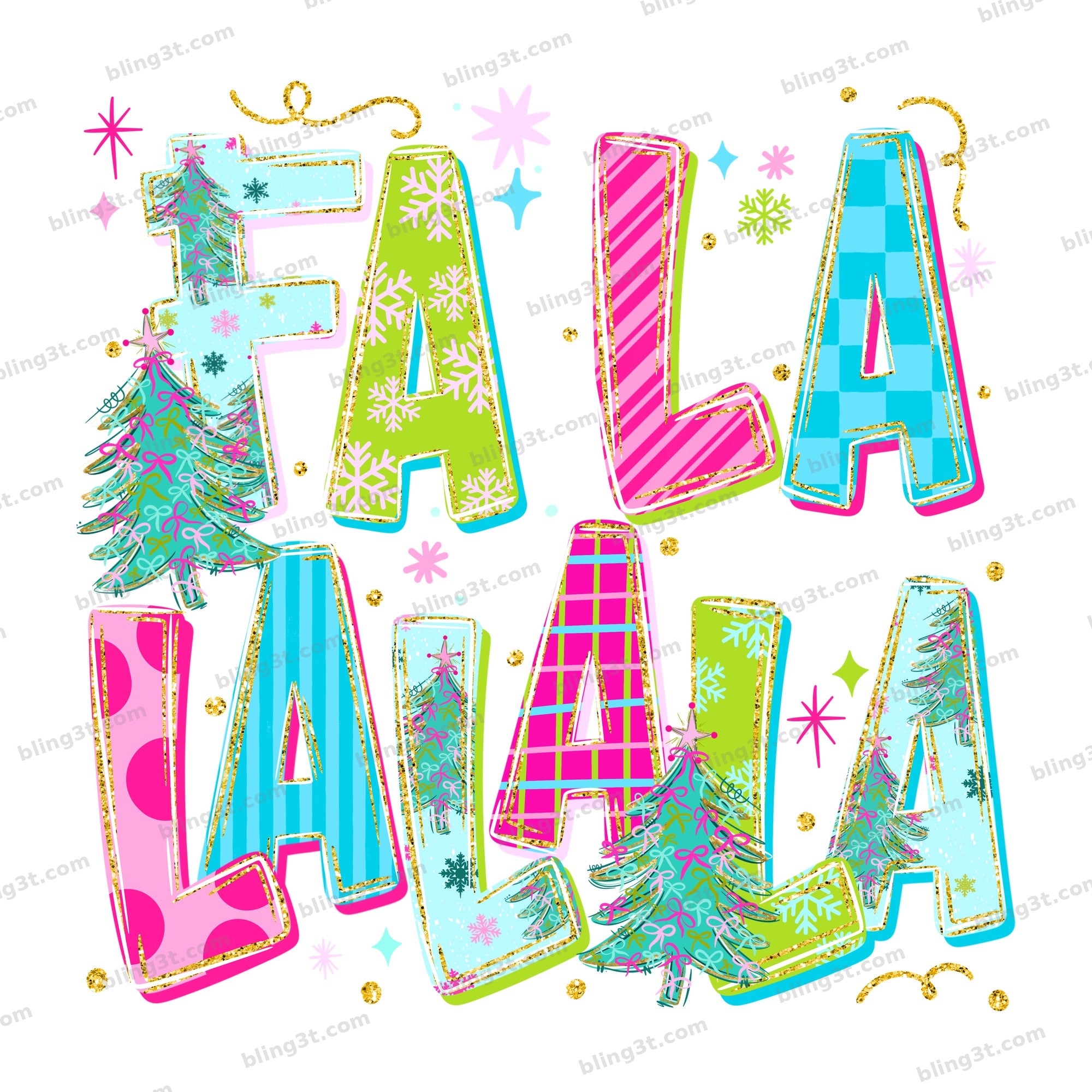 Fa La La La La Bright Patterned Christmas Letters