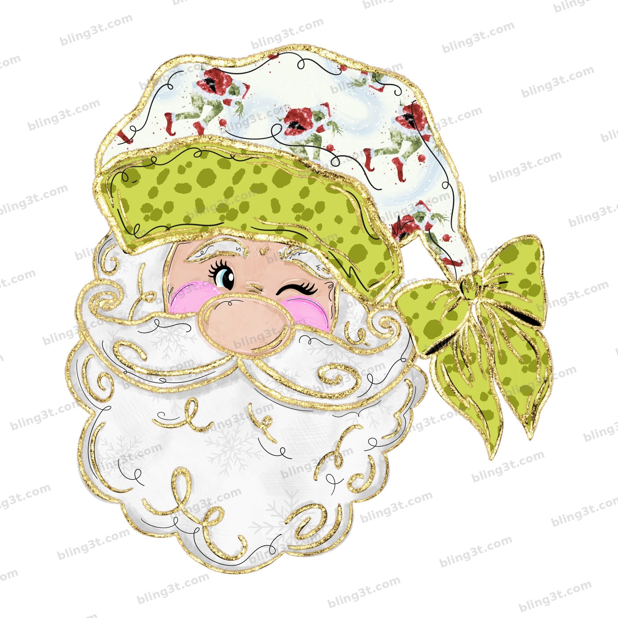 Coquette Santa Green Bow Floral Hat