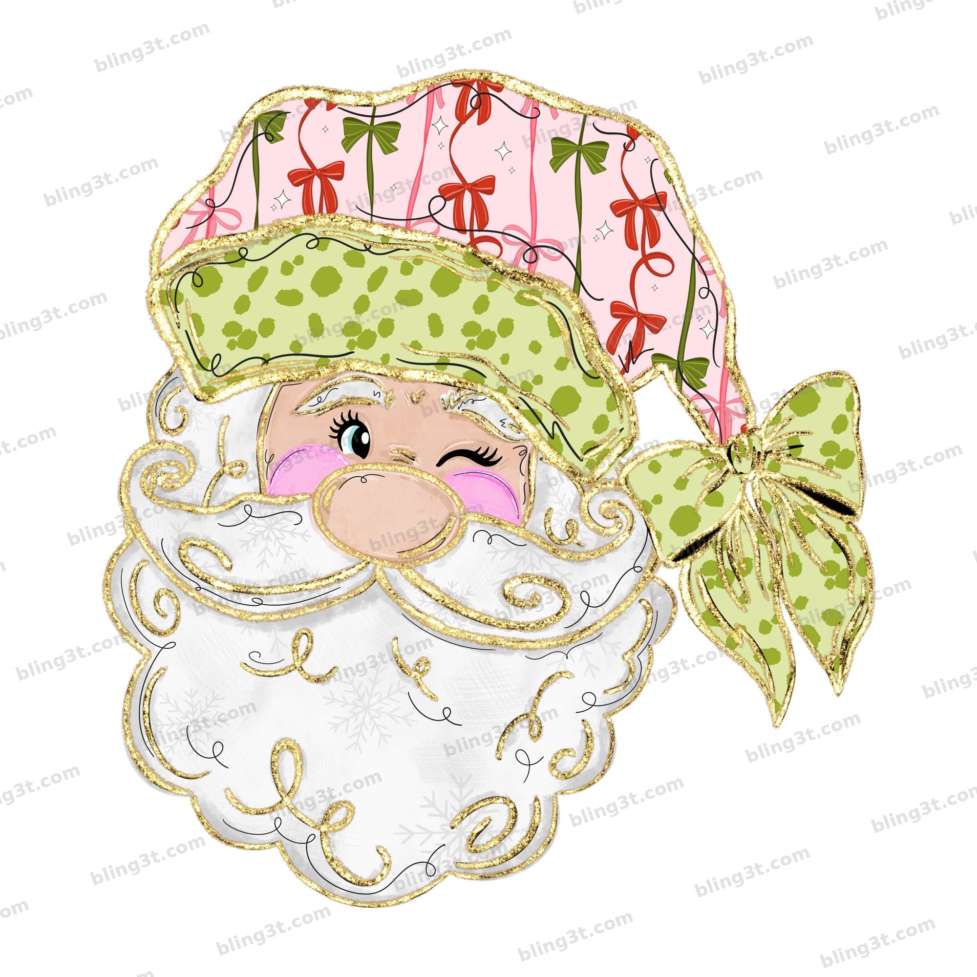 Coquette Santa Pink Bow Print Hat