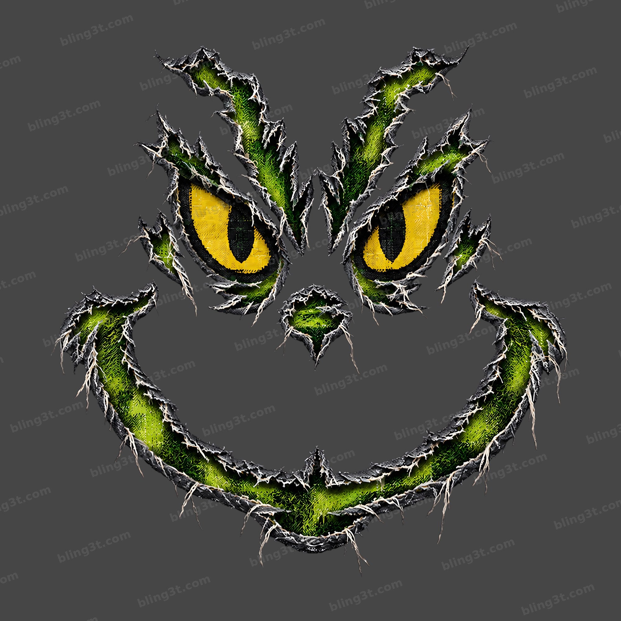 Grinch Face Green Glitter Eyes Smile