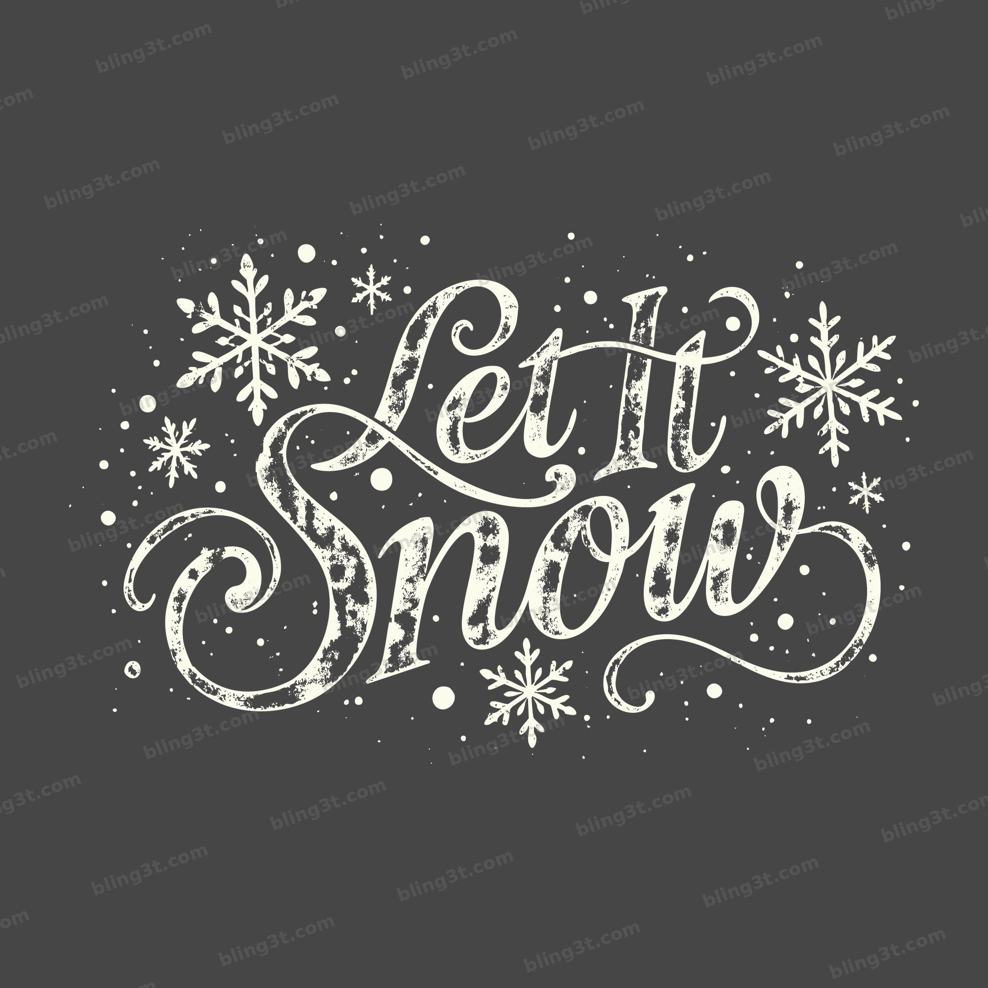 Let It Snow Cream Lace Script Snowflakes