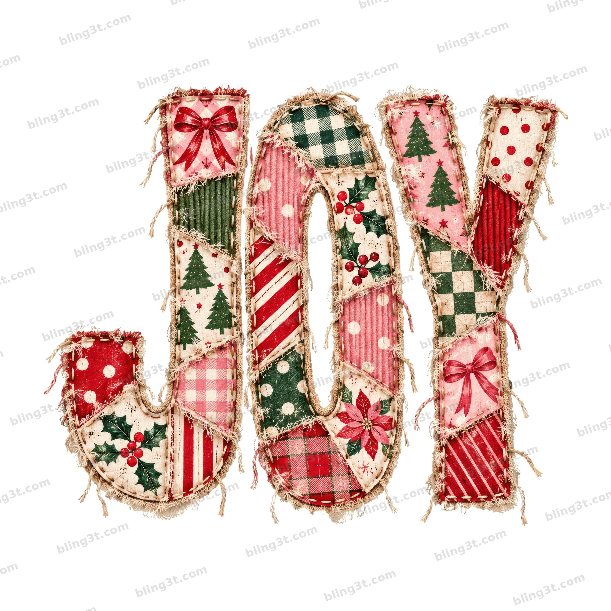 Joy Christmas Patchwork Letters