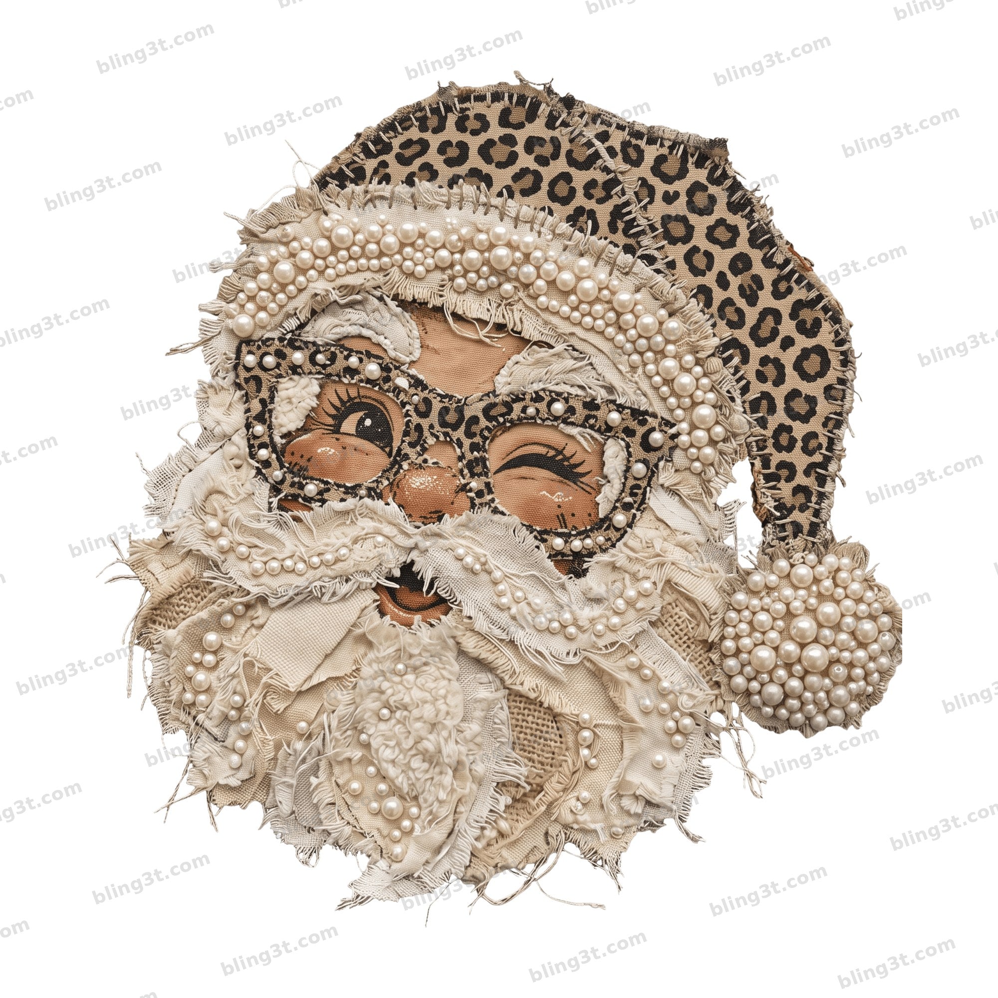 Pearl Burlap Santa Leopard Glasses