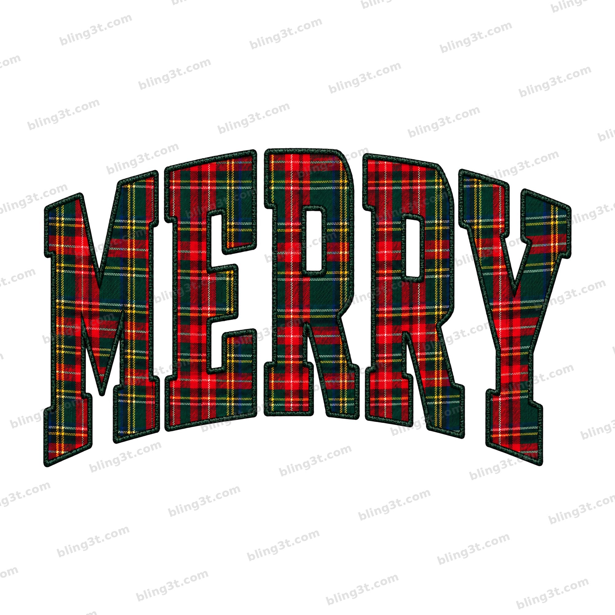 Merry Red Tartan Plaid Arched Varsity Letters