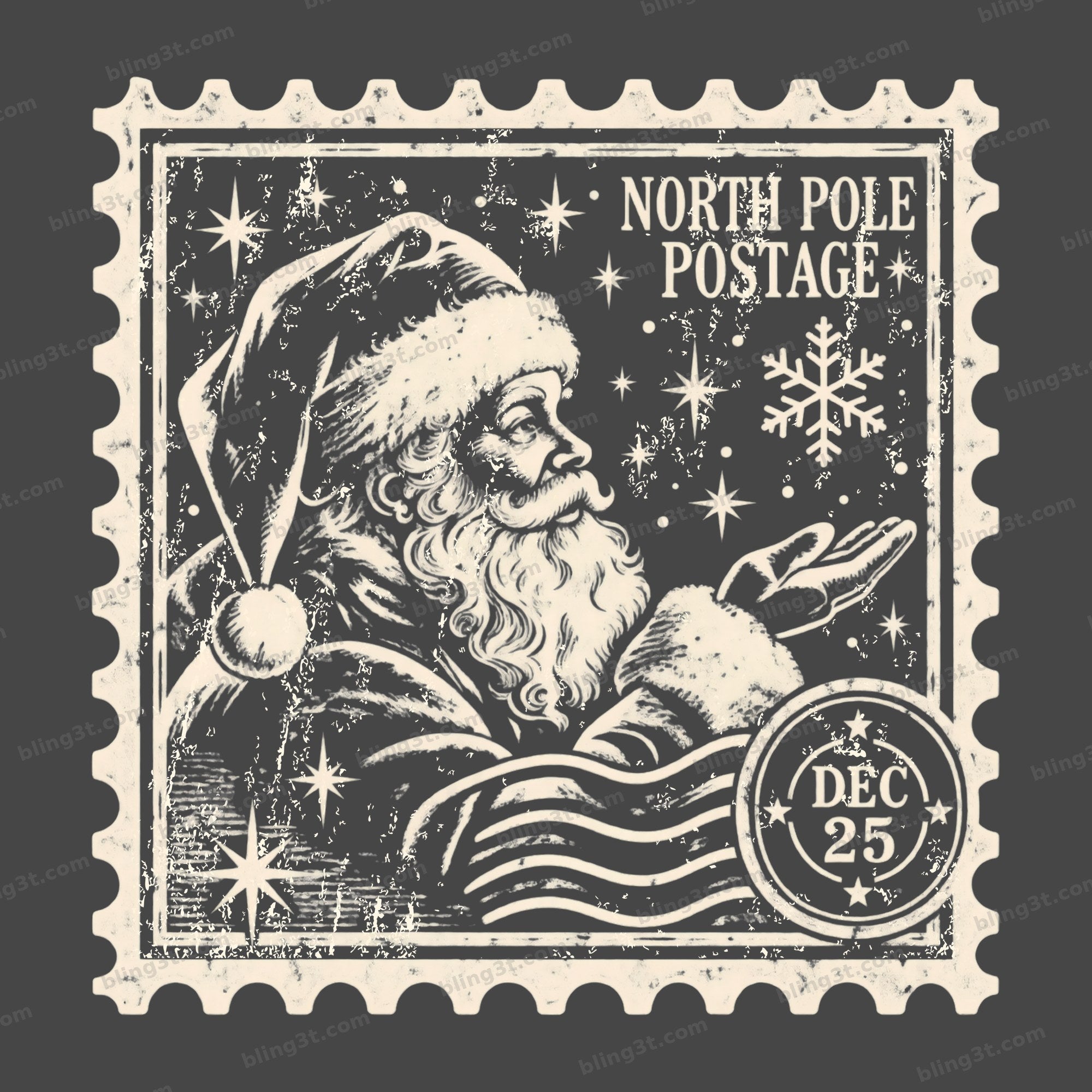 North Pole Postage Vintage Santa Stamp