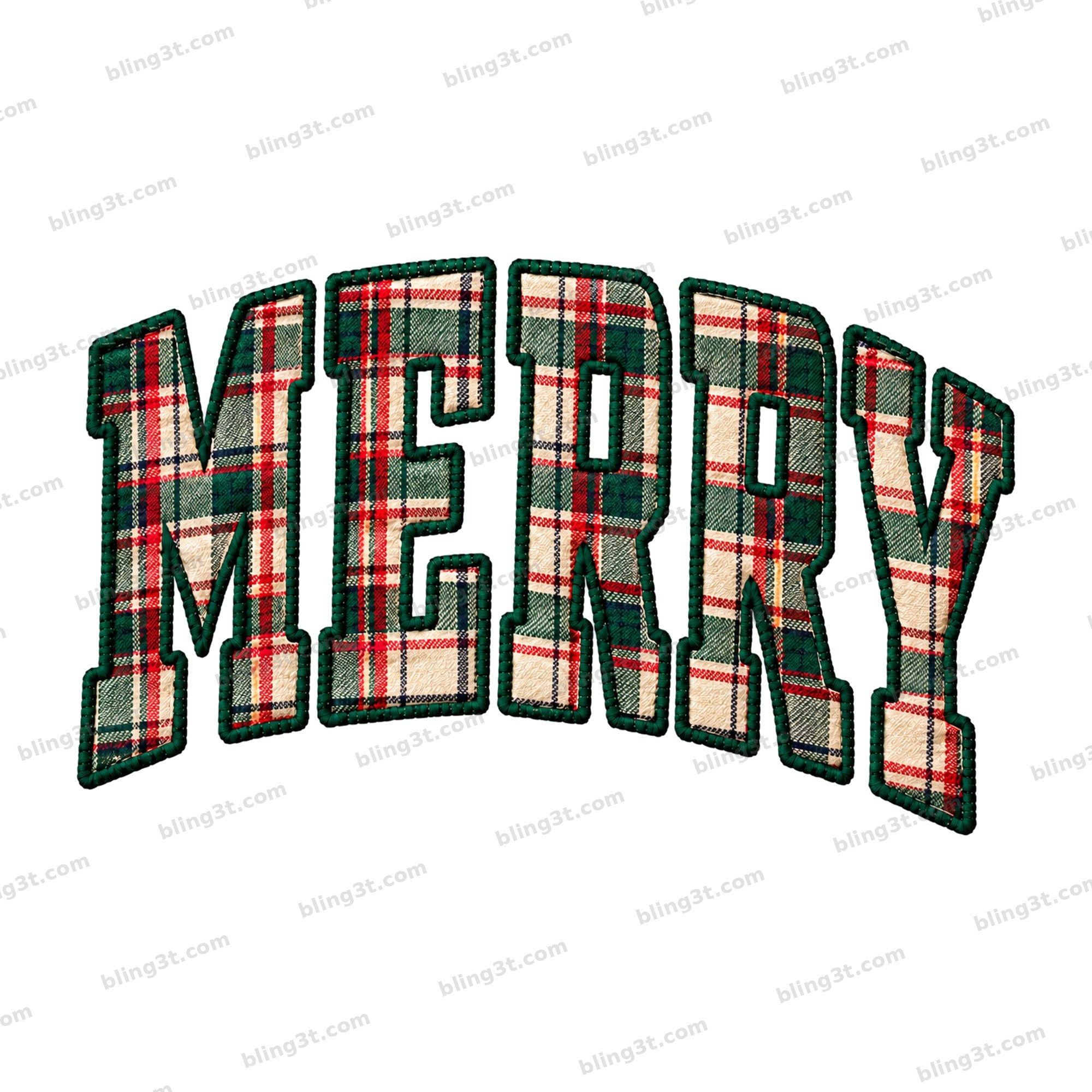 Merry Green Plaid Arched Varsity Letters