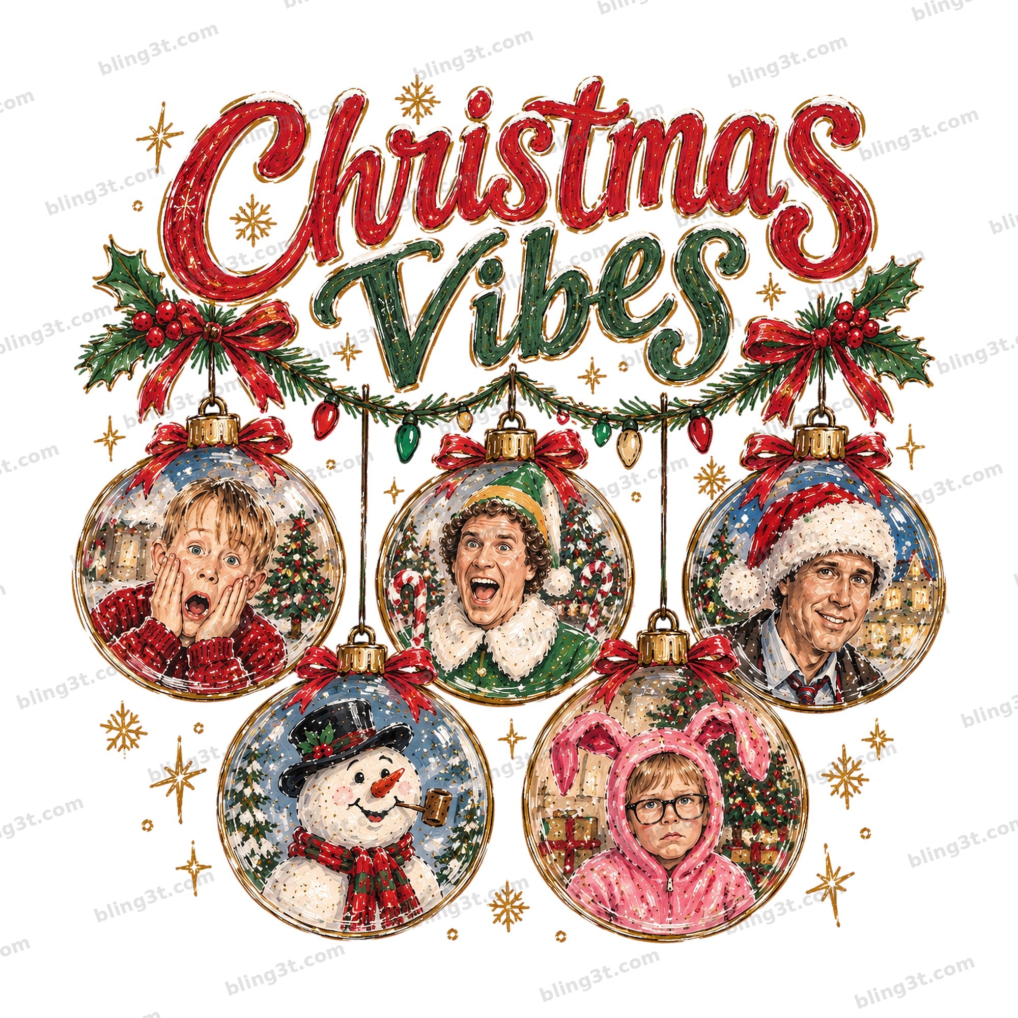 Christmas Vibes Movie Characters Ornaments
