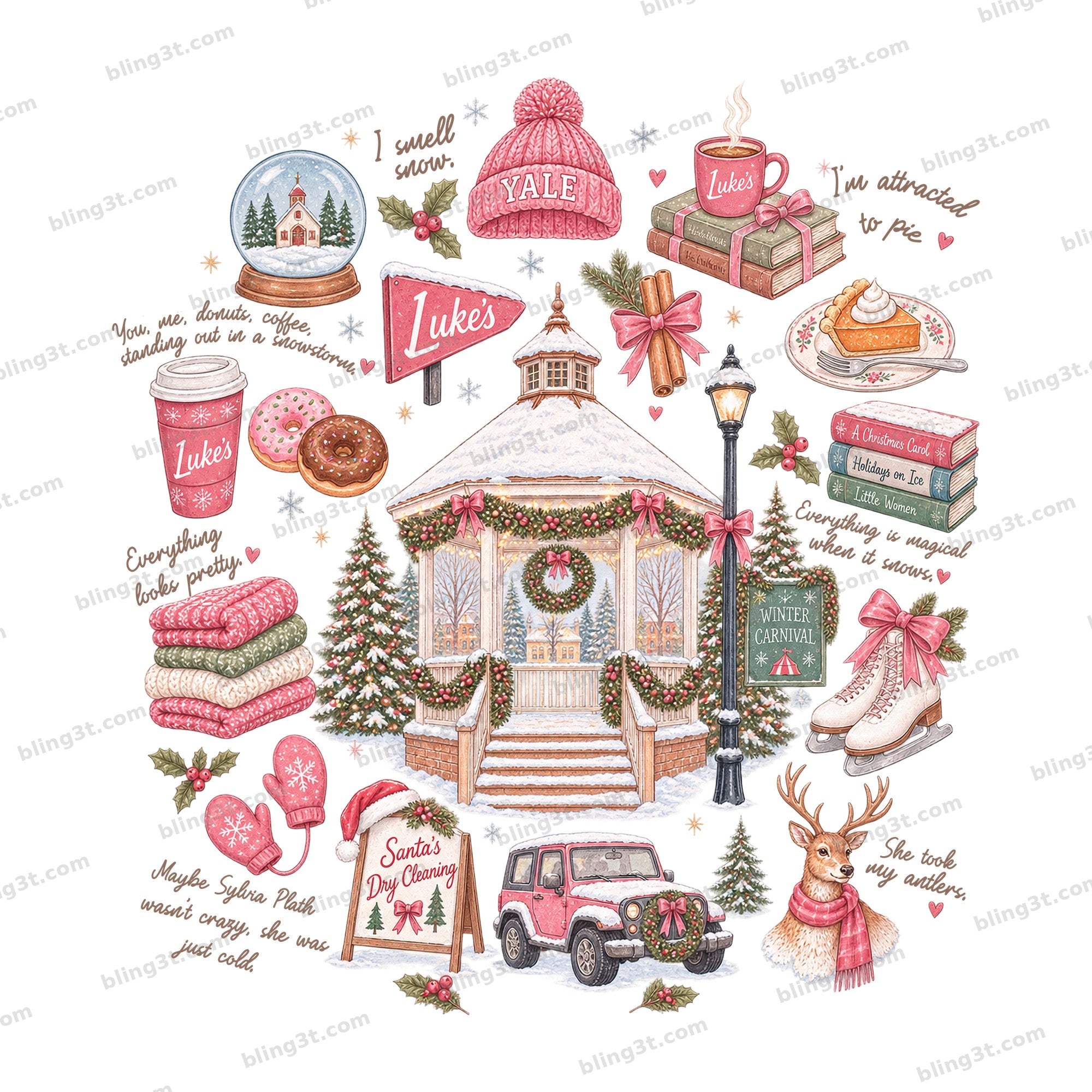 Gilmore Girls I Smell Snow Stars Hollow Winter Collage Brown Text