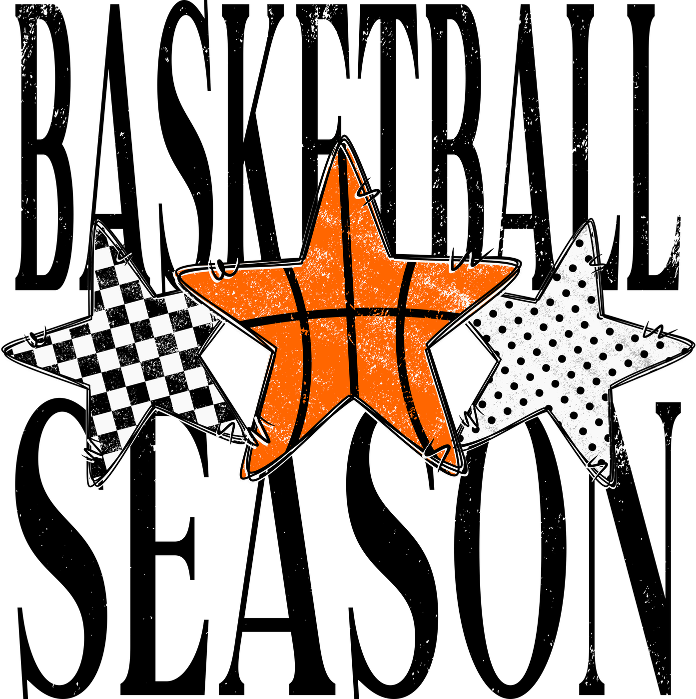 Basketball Season Star Trio Black DTF transfer