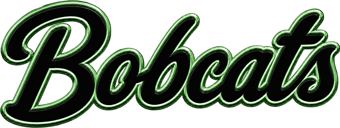 Bobcats Retro Script Black and Green DTF transfer
