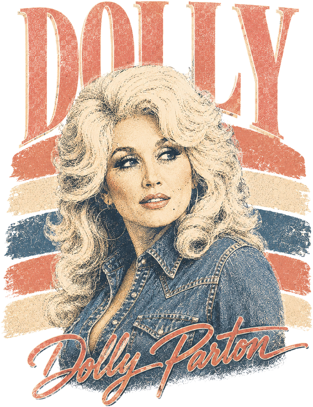 Dolly Retro Denim Portrait DTF transfer
