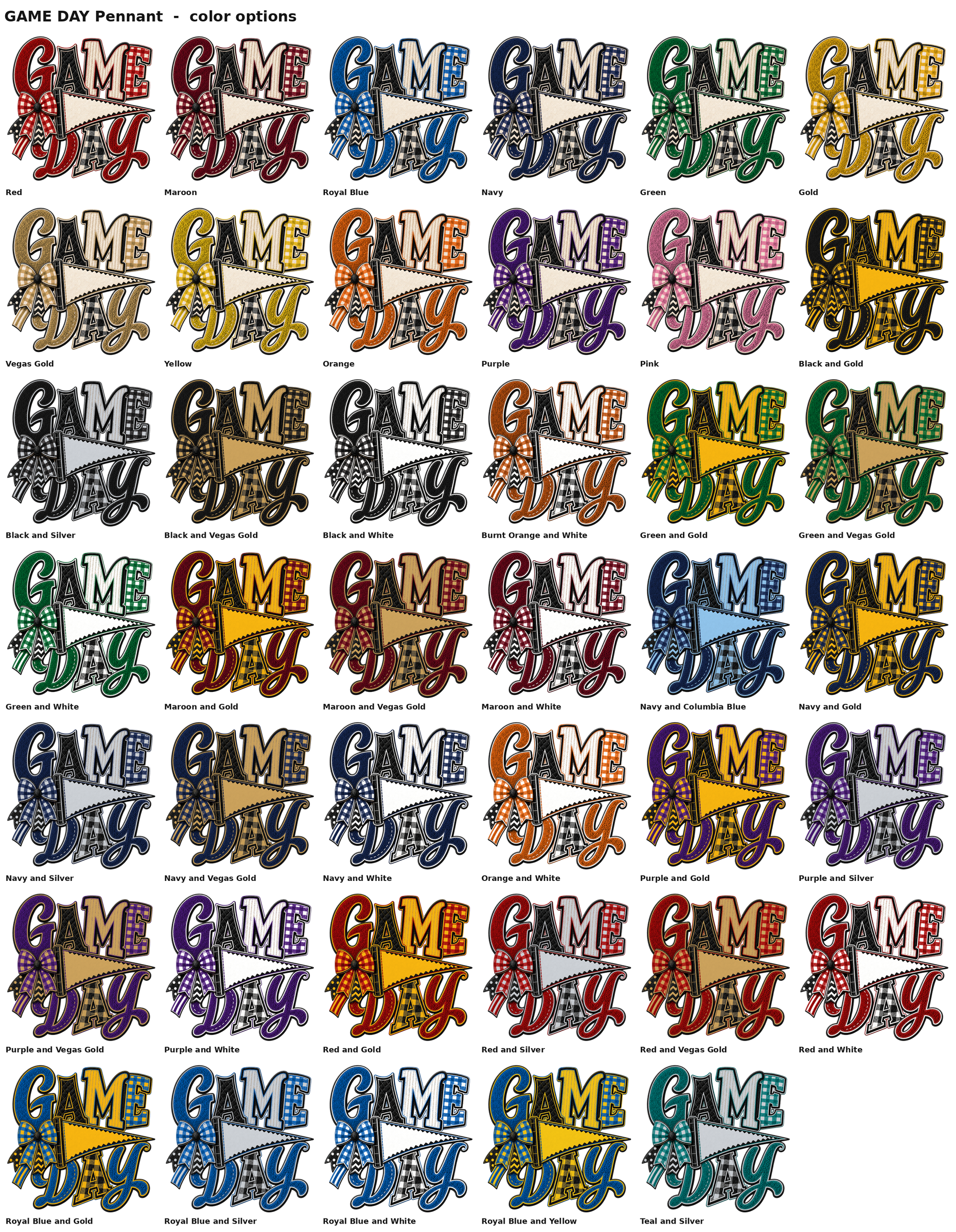 All 41 Game Day pennant color options