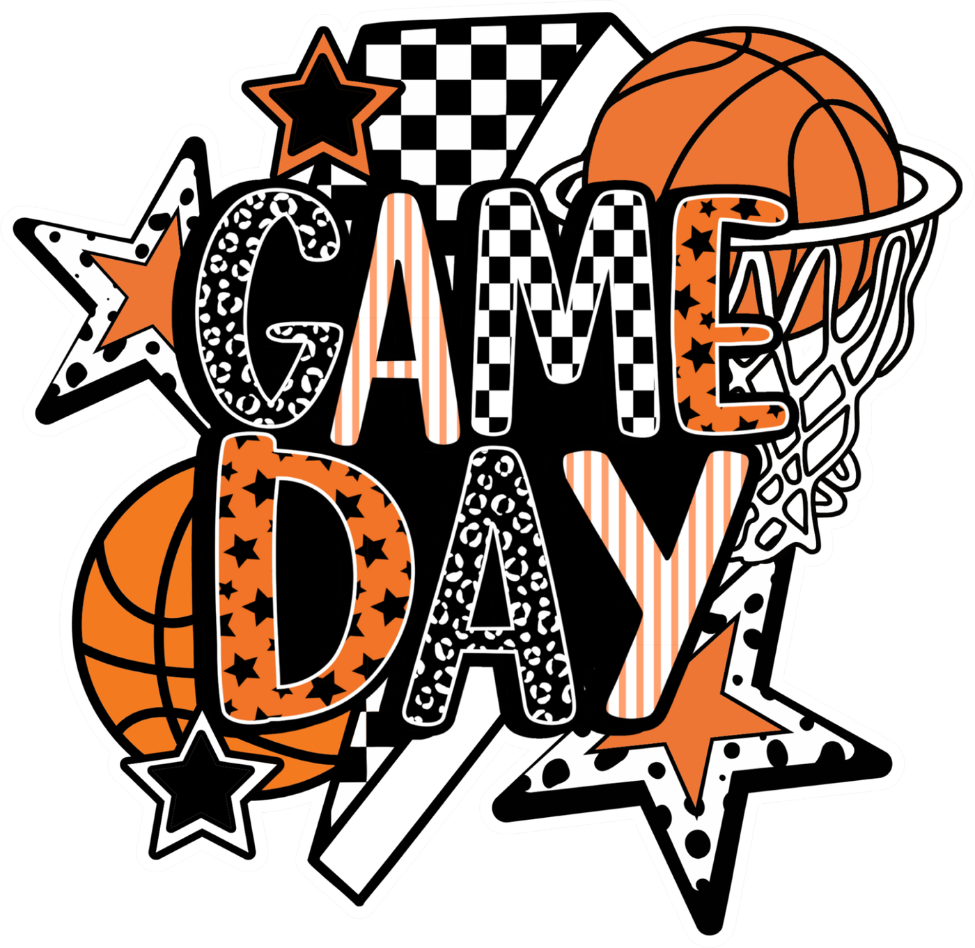 Game Day Basketball Stacked Stars DTF transfer