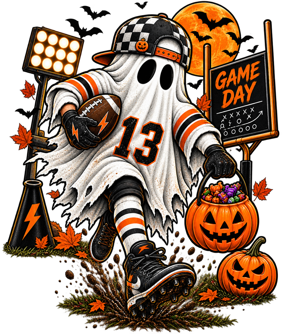 Game Day Football Ghost Number 13 DTF transfer