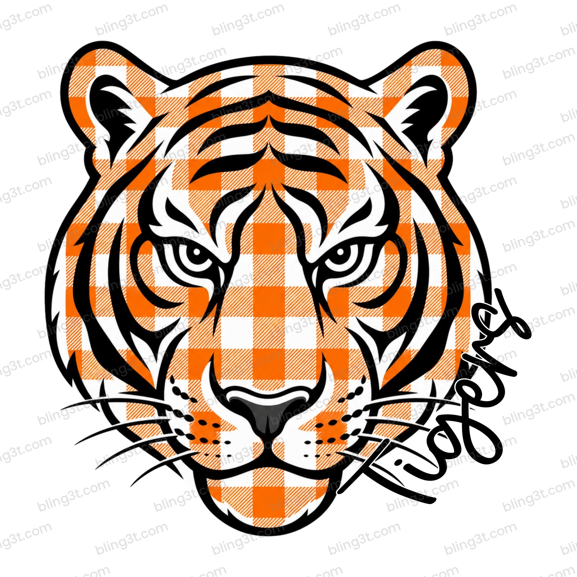 Gingham Tigers mascot DTF transfer
