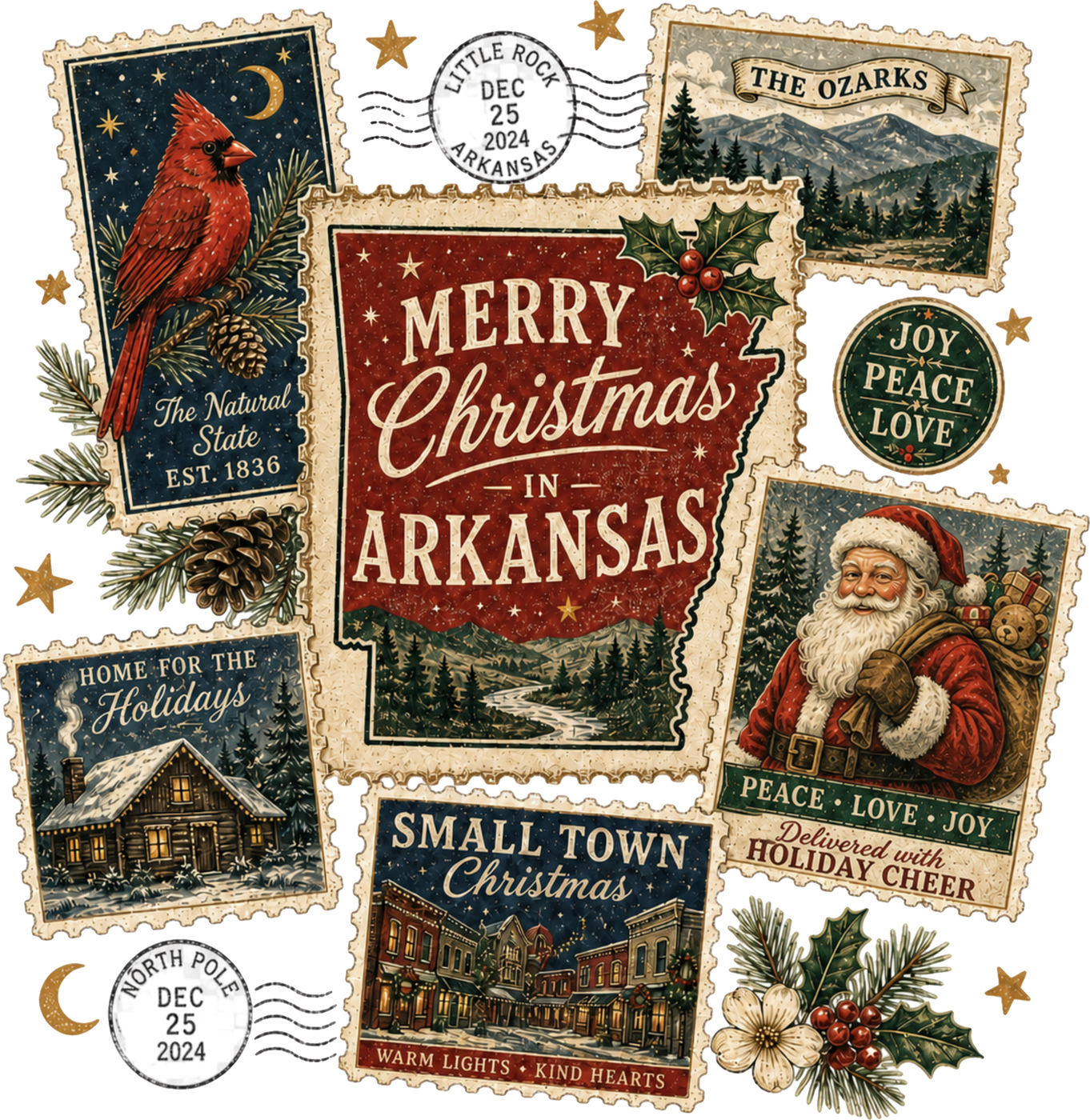 Merry Christmas in Arkansas DTF transfer