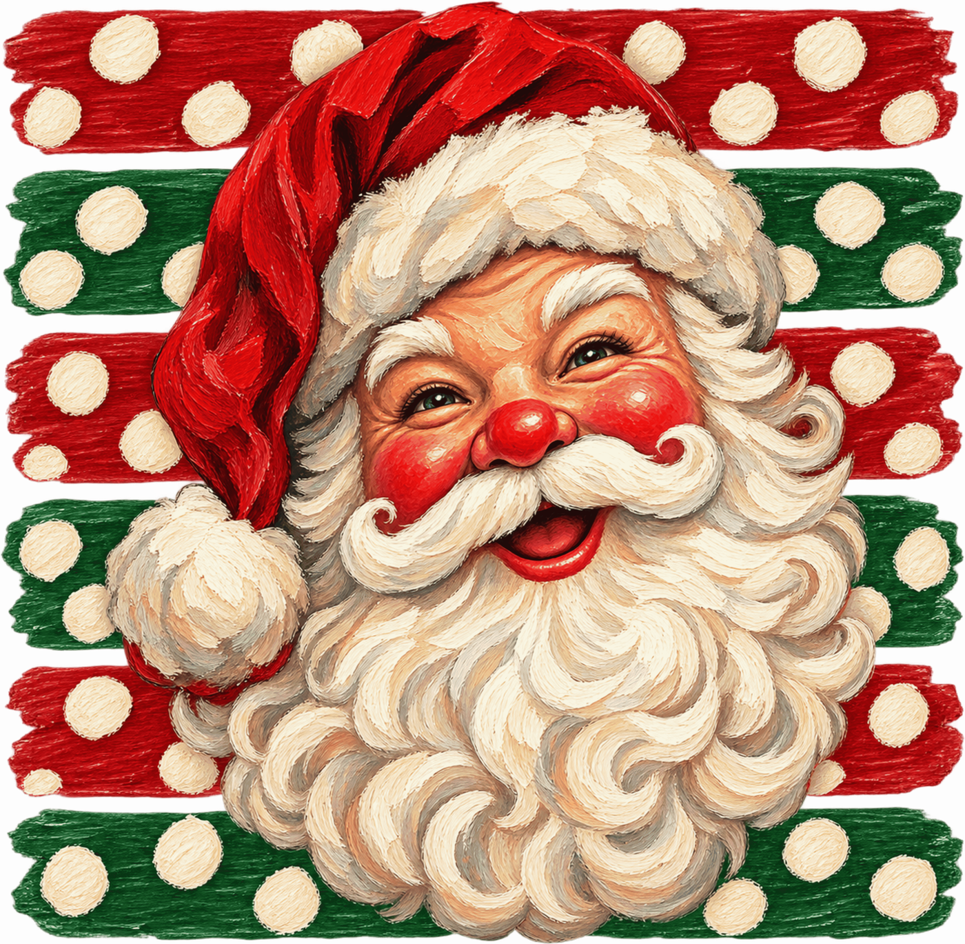 Painted Santa Polka Dot Stripes DTF transfer
