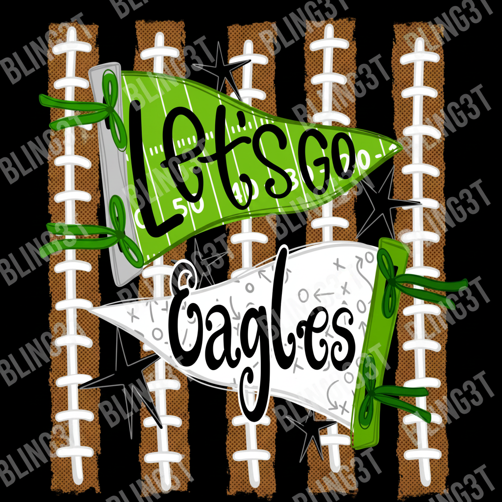 Personalized Let's go team name with football seam stripes - Bling3t
