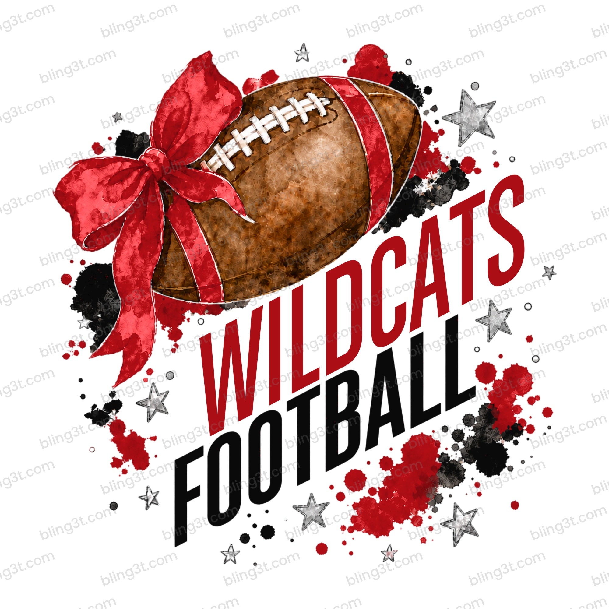 Personalized watercolor football with team name DTF transfer