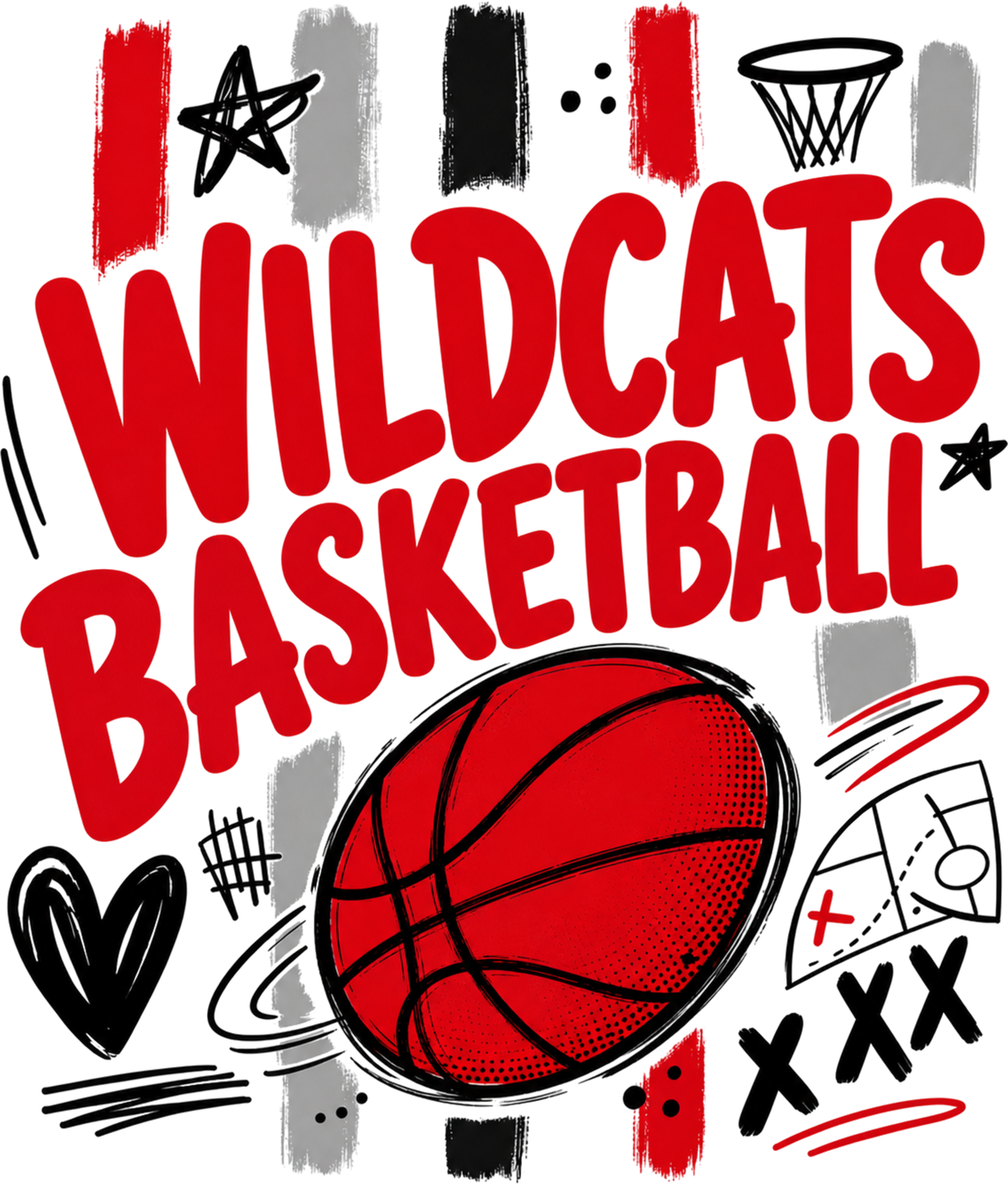 Wildcats Basketball Red DTF transfer