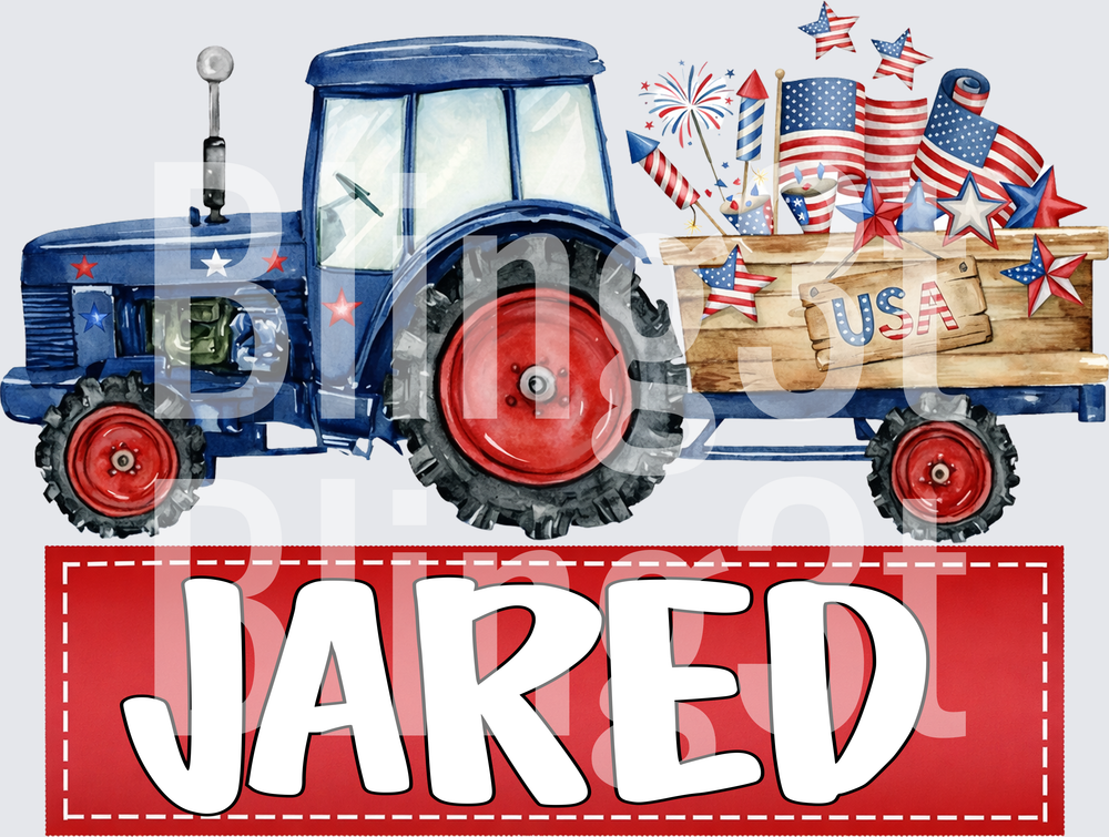 Personalized boys Patriotic tractor