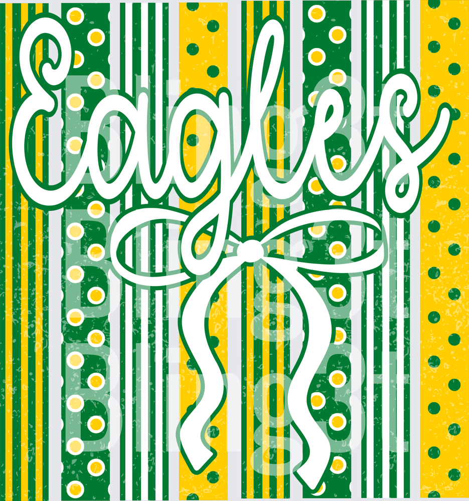 Personalized Green and Gold Striped Name with bow