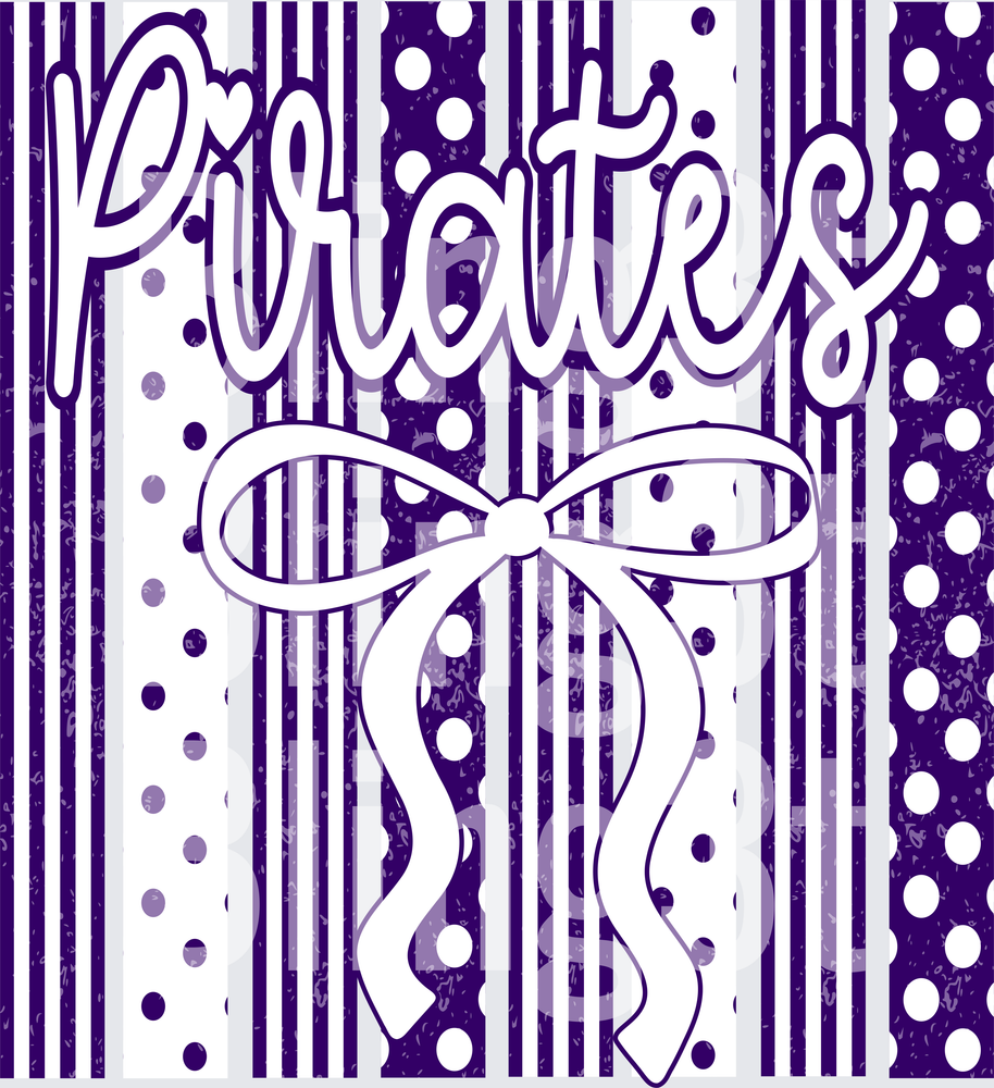 Personalized purple and white team name with bow