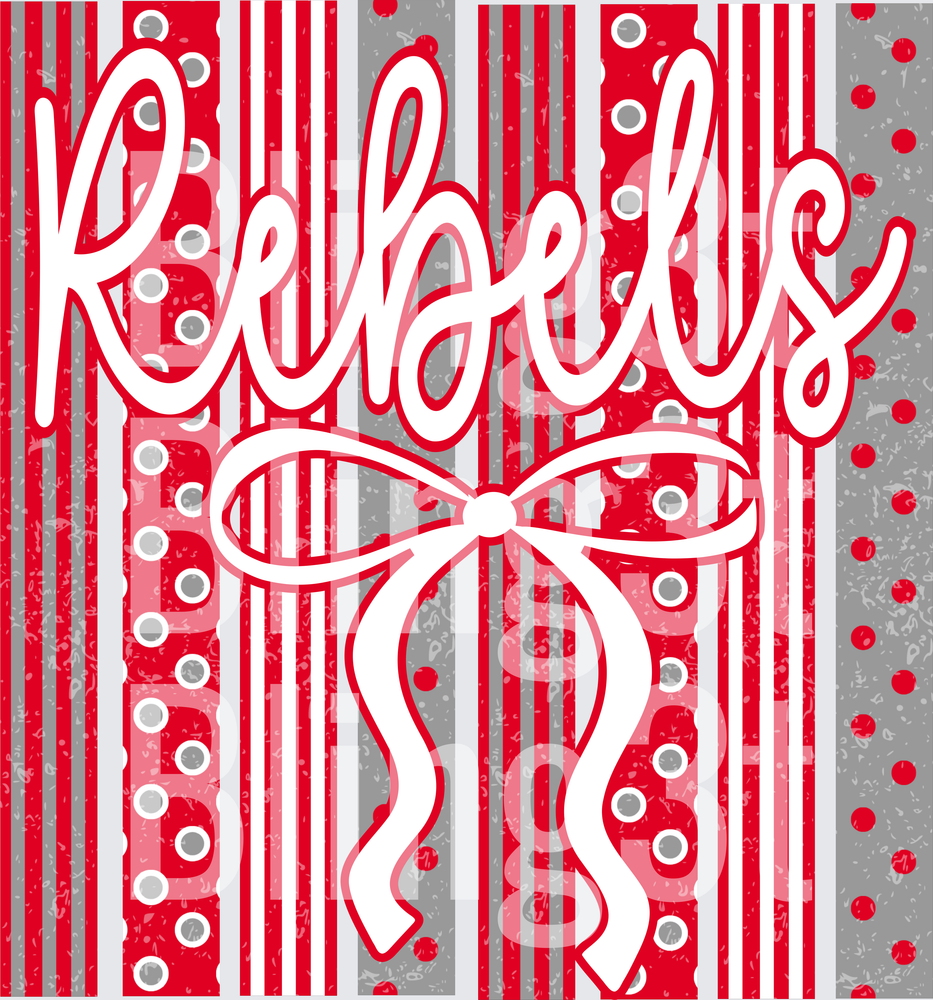 Personalized Red and Gray Striped Name with bow