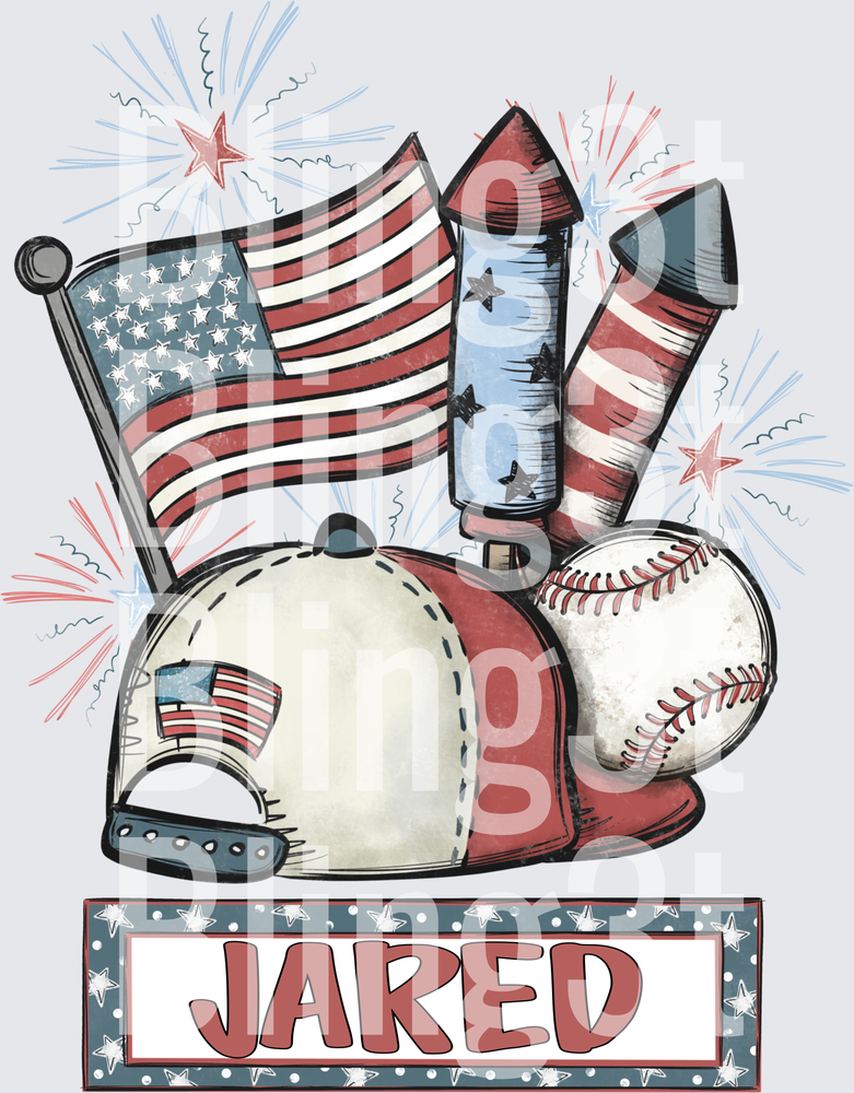 Personalized boys Patriotic hat and fireworks