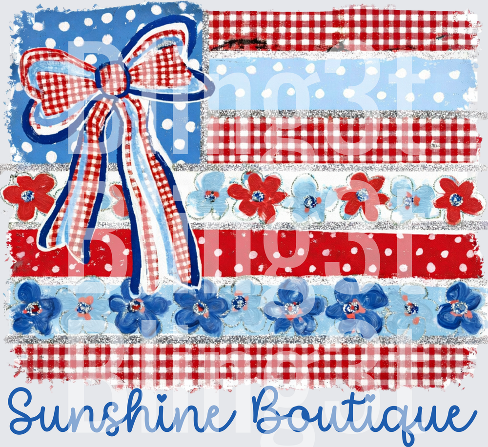 Personalized Floral Patriotic Flag