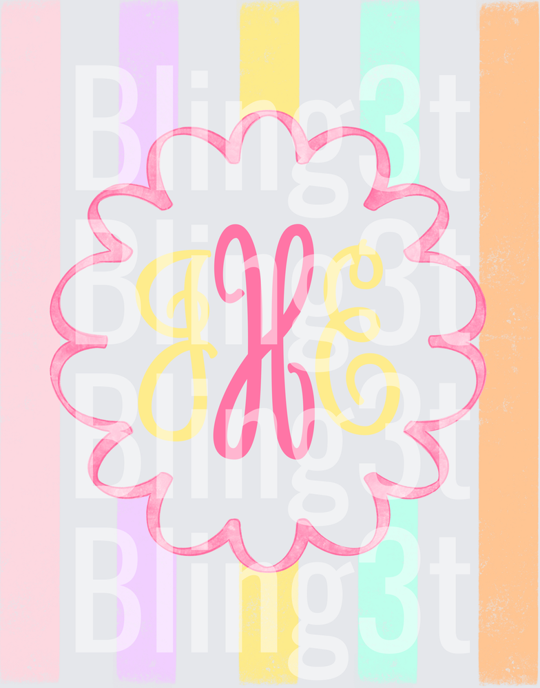 Personalized Striped background monogram