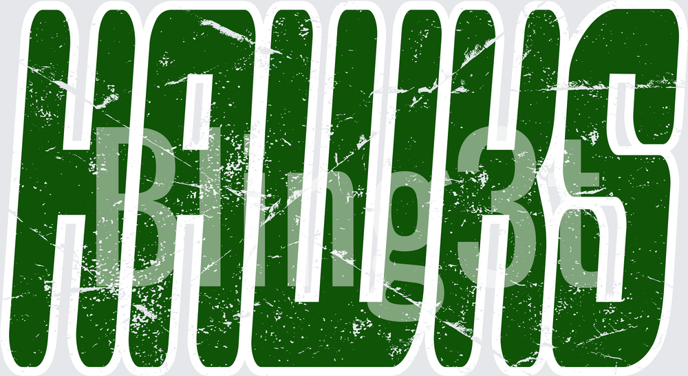Hawks Bold Distressed Green Grunge Lettering