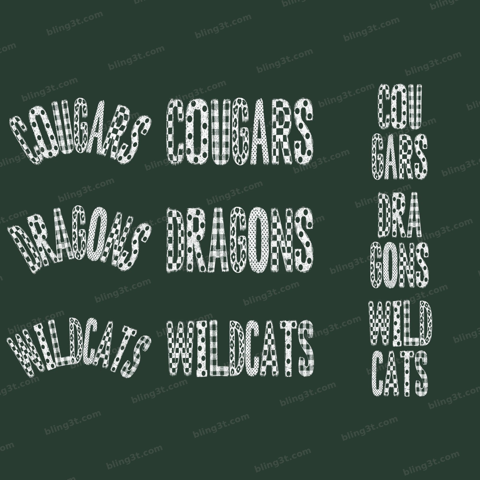 Personalized Distressed Mixed Pattern Team Name - Straight, Arched, 2 Line Stacked