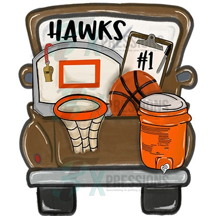 Personalized Brown Basketball Truck - Bling3t