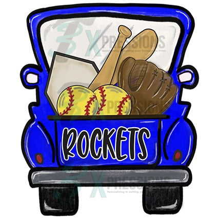 Personalized Blue Softball Truck - bling3t