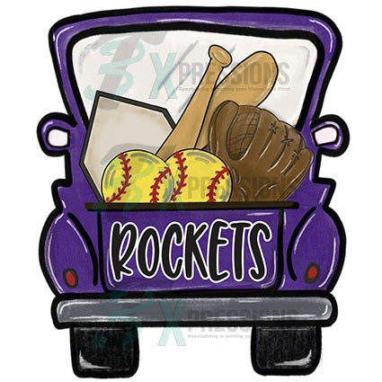 Personalized Purple Softball Truck - bling3t