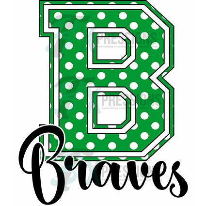 Green Polkadot Varsity Letter