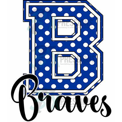 Navy Blue Polkadot Varsity Letter