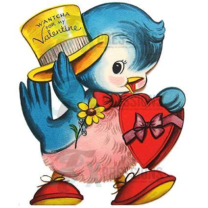 Vintage American Greetings Valentine Card Note Envelope Blue Birds 80s