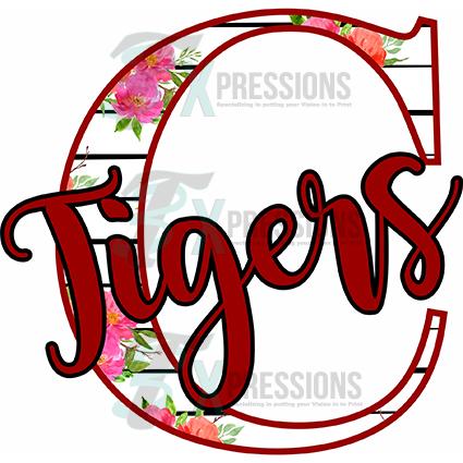Personalized Black and White Floral Block Letter