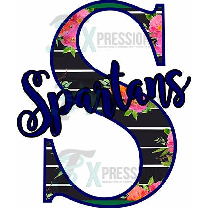 Personalized Black Floral Block Letter
