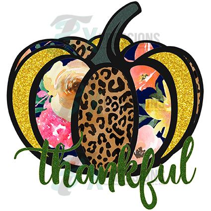 Thankful Flower Glitter Pumpkin
