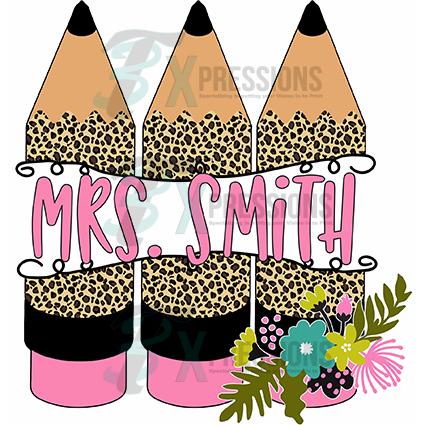 Personalized Leopard Pencil Trio