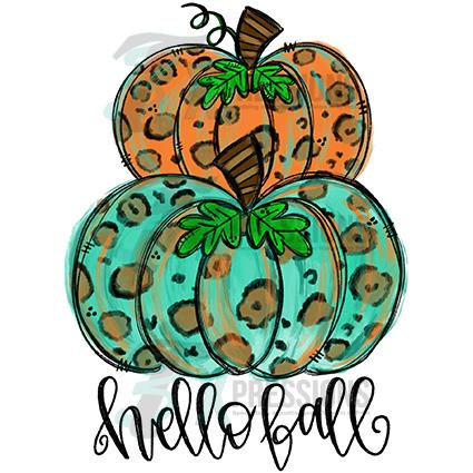 Hello Fall Leopard Pumpkin