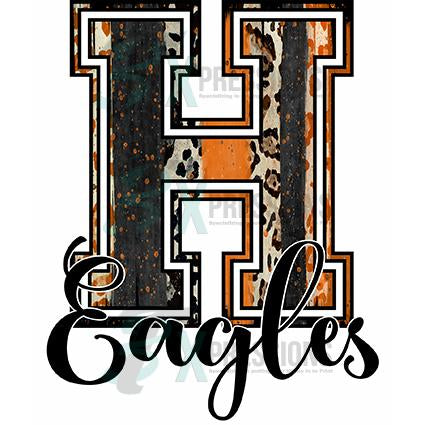 Personalized Orange and Black Brush Stroke Varsity Letter