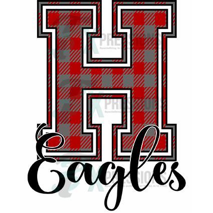 Personalized Gray and Red Plaid Varsity Letter