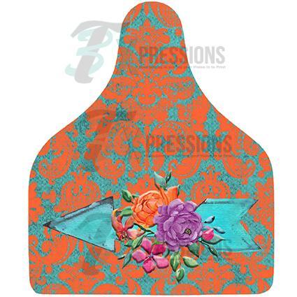 Orange Damask Arrow, Cow Tag